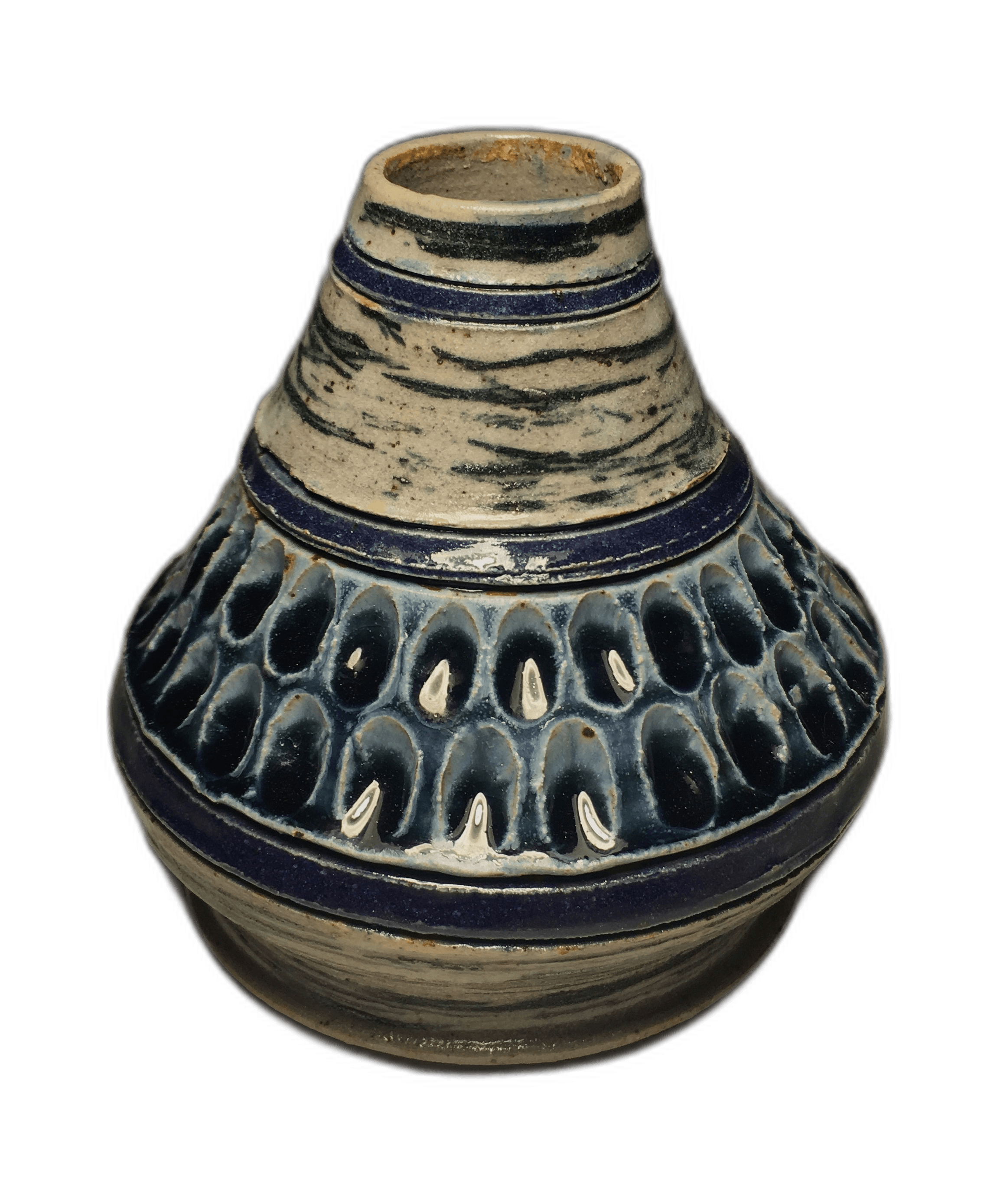 A sculptural blue vase photographed for Solan Studios